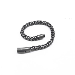 yunnique Trendy Motorcycle Bracelet Black Distressed <b>Titanium</b> Steel <b>Chain</b> Magnetic Clasp Unisex Jewelry - Product Image 3