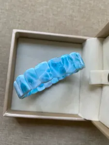 Brazalete de Larimar Azul Natural de 14 mm para Mujer y Hombre, Cuentas de Piedras Preciosas, Cristal Curativo, Joyería Clásica de Tungsteno para Fiestas - Product Image 2