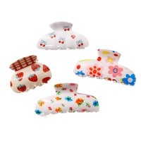 Pinces à cheveux florales fraîches style pastoral, imprimé fraise, cerise, citron, pinces requin pour femmes, accessoires capillaires quotidiens pour l'arrière de la tête