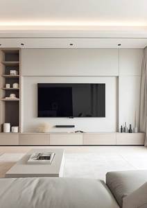 Мебель для гостиной на заказ, настенный ТВ-шкаф, современный простой стиль, встроенный в настенный шкаф - Product Image 2