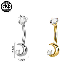 Bijou de piercing en titane G23, anneau de nombril hypoallergénique en titane avec zircon et pierre précieuse - Product Image 5