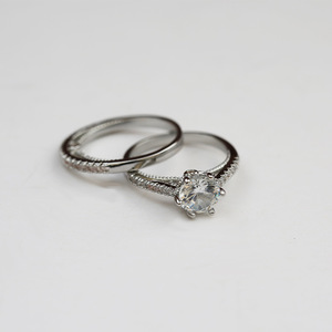 Set di Anelli per Coppia in Tono Argento per Donne, Elegante Accessorio da Dito per Feste e Matrimoni, Regalo alla Moda - Product Image 4