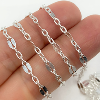 Chaîne à lèvres en argent sterling S925 de 2,1 mm avec paillettes scintillantes, chaîne à lèvres longue et courte 3+1, bracelet, collier, accessoires de fabrication de bijoux