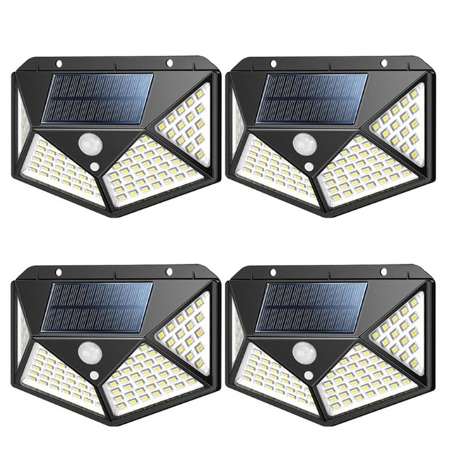 100 LED Motion Sensor Wall Light Solar Power Lights Garden Outdoor