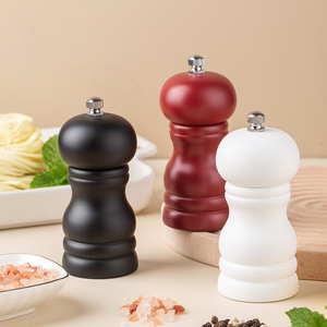 Molinillo de pimienta de madera con revestimiento mate, molinillo de pimienta Manual a granel, cuerpo de madera de caucho en rojo, negro, blanco para uso en la cocina - Product Image 4