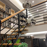 Treppengeländer aus Eisen- und Aluminiumlegierung, modernes, schlichtes Design, rostbeständig, 3 Jahre Garantie, Holzmaserung-Imitat