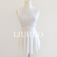 LIUHUO Robe de patinage sur glace de luxe taille unique pour femmes, tenue de performance imprimée pour le patinage artistique, danse de salon pour les compétitions