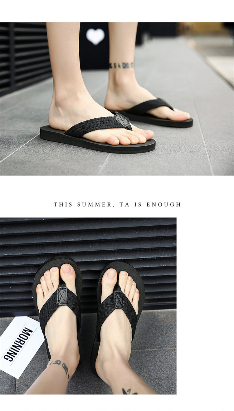 Summer Slippers Convas Strap Outdoor Flipflops Non-slip Beach Flat Shoes PVC Flip Flops Men 2020