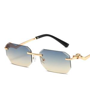 Fashion Small Square Rimless PC <b>Frame</b> UV400 Sunglasses with Yellow Lenses Retro Classic Design for Unisex - Product Image 6