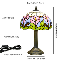 Lampe de table en verre teinté créative européenne personnalisée de 12 pouces, lampe de chevet Lampara De Mesa pour chambre à coucher, restaurant, bar ou hôtel