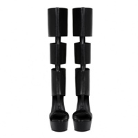 Sandales bottes à talon plateforme pour femme, style européen, sexy, à larges rayures noires, tendance, grande taille 44