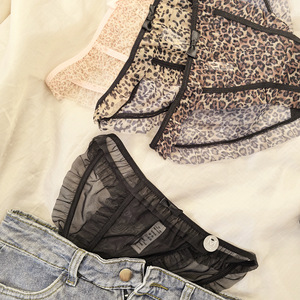 Culottes en dentelle à imprimé léopard de style japonais - Sous-vêtements en maille transparente sans couture pour femmes, à porter au quotidien - Product Image 5