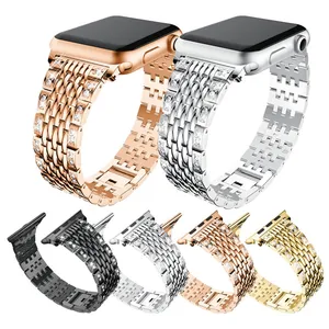 Lady Diamond Link untuk Apple Watch Band Jam Tangan Tali Mewah Wanita Berkilau Berkilau Pesona Emas Mawar Emas Mawar Merah Muda Hitam