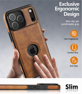 <span class=keywords><strong>Coque</strong></span> de téléphone portable antichoc en cuir de couture rétro pour <span class=keywords><strong>iPhone</strong></span> 17 Pro Max 16 15 Housse de luxe Funda - Product Image 3