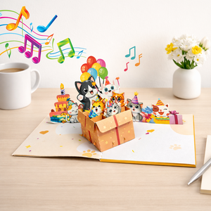 3D Pop Up 3D Cat In <b>Box</b> Music And Light Birthday Greeting Cards Perfect <b>Gift</b> for Friends with <b>Envelope</b> - Product Image 3