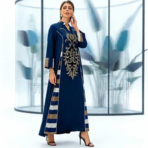 Robe Abaya de luxe en polyester patchwork élégante et personnalisée pour femmes musulmanes Occasion Vente en gros OEM - Product Image 2