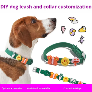 Waterproof Outdoor Travel Logo Embossed PVC Pet <strong>Collar</strong> Custom <strong>Dog</strong> Leash with <strong>DIY</strong> Plush Toy Charms Leash Set - Product Image 3