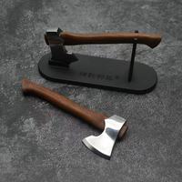 Hache de combat artisanale multi-usage pour la lutte contre les incendies en montagne, lame en acier inoxydable, manche en bois, petite hache de jeu stylée