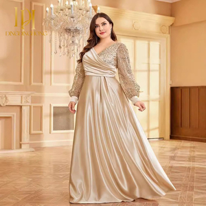 Abito da sera donna con scollo a V in seta a <span class=keywords><strong>maniche</strong></span> <span class=keywords><strong>lunghe</strong></span> aderente a forma di Pluse abito lungo da sera con <span class=keywords><strong>paillettes</strong></span> donna - Product Image 4