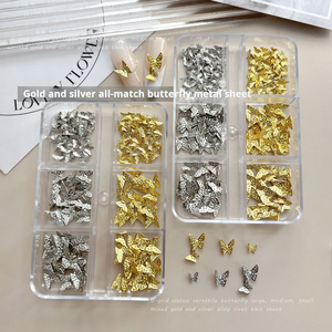 Breloques 3D en métal pour ongles, papillons dorés et argentés, accessoires de décoration pour nail art, design de manucure DIY, vente en gros en vrac - Product Image 6