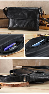 Bolso bandolera <span class=keywords><strong>de</strong></span> moda para hombre, bolso <span class=keywords><strong>de</strong></span> cuero <span class=keywords><strong>de</strong></span> vaca real <span class=keywords><strong>de</strong></span> <span class=keywords><strong>caballero</strong></span> negro, bolso <span class=keywords><strong>de</strong></span> mensajero flexible <span class=keywords><strong>de</strong></span> un solo hombro para hombre - Product Image 3