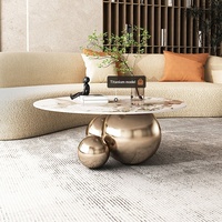 Table basse minimaliste en dalle de pierre brillante, design modulaire, acier inoxydable, pièce design italienne moderne, petit meuble pour la maison