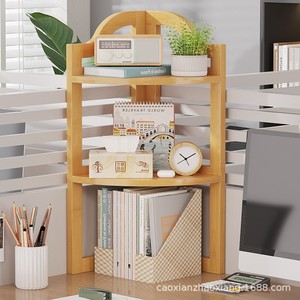 Étagère d'angle multi-niveaux 3 étages couleur bois naturel, organisateur de bureau sur pied - Product Image 3