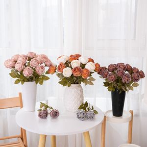ดอกกุหลาบประดิษฐ์ CallaFloral ก้านเดี่ยว ลายเกล็ดหิมะ ขอบไหม้สไตล์ INS สำหรับตกแต่งงานแต่งงาน ตกแต่งบ้าน งานฝีมือ ผลิตในจีน - Product Image 1