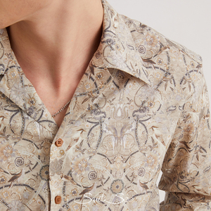 <span class=keywords><strong>Camisa</strong></span> con estampado floral de algodón RTS/OEM 100% para hombre, <span class=keywords><strong>camisa</strong></span> informal con estampado vintage y <span class=keywords><strong>cuello</strong></span> cubano, <span class=keywords><strong>camisa</strong></span> de estilo <span class=keywords><strong>italiano</strong></span> para hombre - Product Image 3