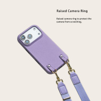 Étui de téléphone élégant en cuir Nappa flexible gaufré avec cordon pour 18 Pro Max, anti-rayures, résistant aux chocs, personnalisable