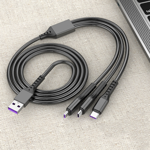 Cable de Datos USB Tipo C con Certificado MFI <span class=keywords><strong>3</strong></span> en 1, 5A PD, Trenzado de Nailon, Cable de Carga Rápida para iPhone 14 13 12 11 Pro Max <span class=keywords><strong>Samsung</strong></span> Xiaomi - Product Image 1