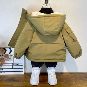 OEM nuova giacca imbottita in cotone Parka invernale per bambini alla moda cappotto con cappuccio caldo foderato in pile - Product Image 4