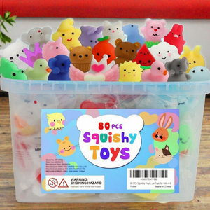 Juego de 80 Juguetes Mochi Squishy de Plástico para Aliviar el Estrés con Caja de Almacenamiento, Recuerdos de Fiesta de Cumpleaños para Niños y Adultos - Product Image 3