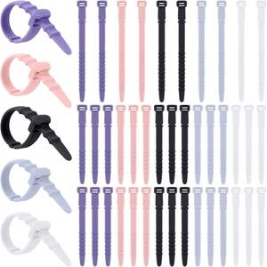 シリコーンケーブルタイ20個新しいボタンシリコンケーブルタイ収納用小型ホームマネジメント - Product Image 3