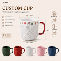 Mug en porcelaine de Noël personnalisé et créatif, grande capacité, compatible lave-vaisselle et micro-ondes, sûr pour les aliments, réutilisable, avec logo personnalisé en relief