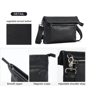 Men's Genuine Leather Crossbody <b>Bag</b> Black Durable Everyday Use - Product Image 3