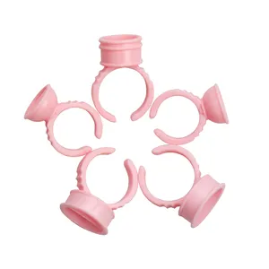 Glue Ring Pink Plastic OEM for Eyelash Extension 100pieces Eco Friendly Machine MADE Crystal 5g