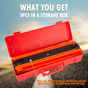 3pcs Panneau d'avertissement triangulaire rouge réfléchissant double face Outil d'urgence pour les pannes de véhicules Pack avec sable W Triangle d'avertissement - Product Image 2