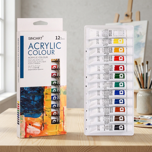 Para SFP004 Tubos de Pintura Acrílica de 12 ml, 12 Colores Básicos, Juego de Pintura Acrílica para Papel, Uso Profesional - Product Image 4