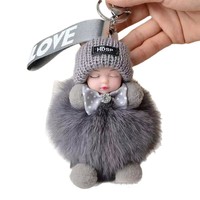 Porte-clés poupée en fourrure de renard mignon YHY, accessoire cadeau d'anniversaire