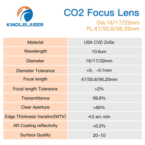 Lente de enfoque láser Kindlelaser Original EE. UU. CVD ZnSe Diámetro 16 17 22mm FL25/47/50.8/76.<span class=keywords><strong>2</strong></span> PARA máquina grabadora Co2 - Product Image 5