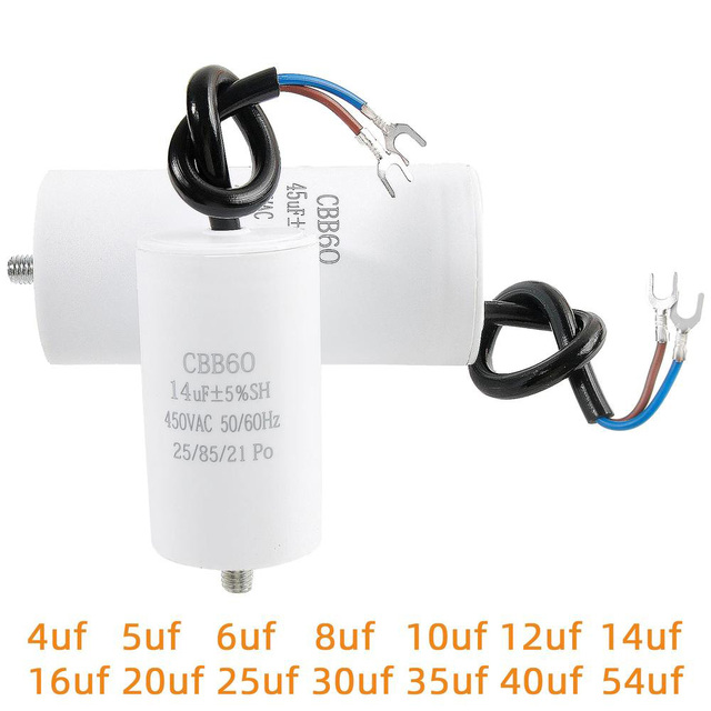 CBB60 Motor Run Capacitors 450VAC Electric Replacement Start Capacitor s With Fixing Stud For Air Compressor Water Pump