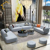 Ensemble de canapés sectionnels modernes en cuir véritable de luxe avec fauteuil inclinable et rembourrage en éponge pour salon, appartement ou villa