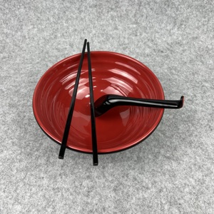 Ensemble de bols et cuillères <span class=keywords><strong>Ramen</strong></span>, avec baguettes, service de vaisselle en mélamine, bol à nouilles <span class=keywords><strong>japonais</strong></span> noir et rouge, 10 pièces - Product Image 6