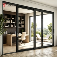 Pintu Geser Aluminium Anti Karat Profil Ramping Tahan Air Kaca Ganda Tahan Angin Berat untuk Interior Kamar Tidur Teras