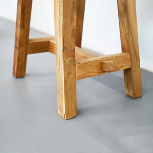 Taburete Antiguo de Teca con Textura Natural Envejecida, Madera Reciclada Hecha a Mano con Unión de Espiga Cruzada para Decoración del Hogar - Product Image 4