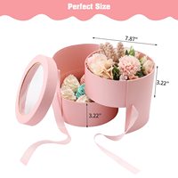 Boîte cadeau ronde personnalisée avec couvercle transparent, ruban, emballage en carton de luxe pour bouquet de roses, cadeaux de mariage, cadeaux de la Saint-Valentin