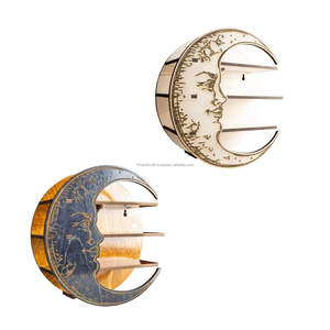 Étagère suspendue en bois noir fait à la main en croissant de lune étagères de présentation sculptées pour cuisine salon pour Halloween décor de noël - Product Image 2