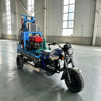 Tricycle à trois roues avec équipement de forage rotatif pour puits d'eau, pompe à moteur diesel, profondeur 200 m, pour usage agricole, Côte d'Ivoire