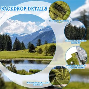 16x7ft paysage naturel fond blanc nuage bleu avec montagne forêt lac pour porte de garage photographie prairie ciel nuageux - Product Image 2